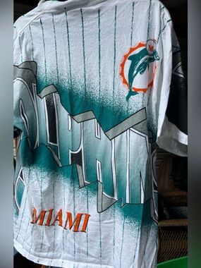 Miami Dolphins Short Sleeve Graphic Tee - White/Teal 1994 vintage